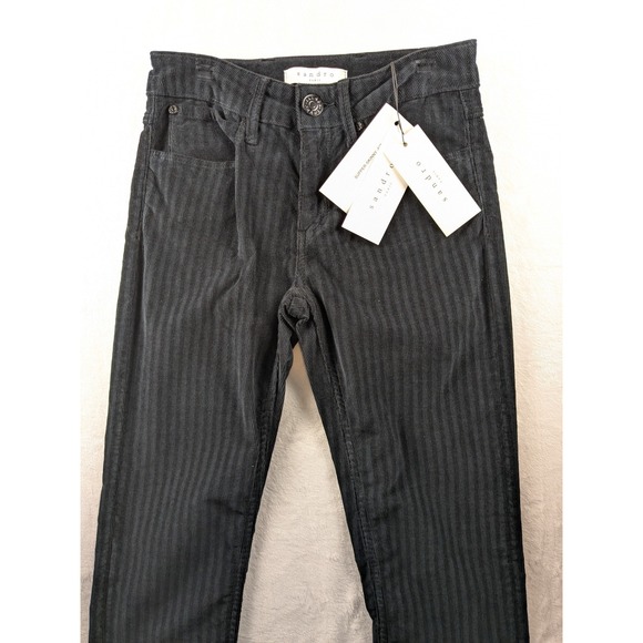 Sandro Corduroy Pants High Rise Supper Skinny Fit Casual Black Size 24x30‎ - Picture 1 of 15